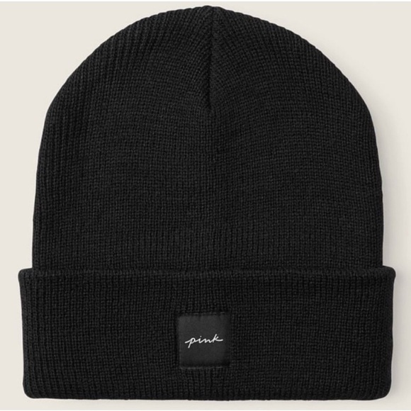 PINK Victoria's Secret Accessories - PINK Victoria's Secret Classic Black Beanie
